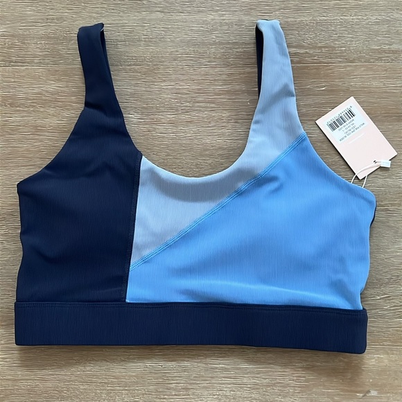 Wilo Ribbed Blue Colorblock Bra and Leggings Set Small Large - Picture 4 of 10